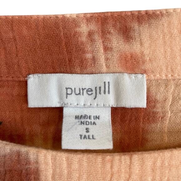 Womens Pure Jill Rust Peach Tie Dye Waffle Cotton Oversize Boho Top Size Small T - Picture 6 of 15